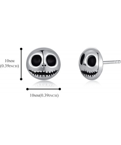 925 Sterling Silver Stud Earrings Nightmare Before Christmas Hypoallergenic Earrings for Men Women Skull Earrings for Party A...