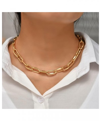 Punk Hip Hop Gold Plated Thick Lock Choker Chain Necklace for Women Geometric Twist Statement Short Clavicle Collar Jewelry 1...