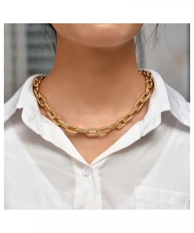 Punk Hip Hop Gold Plated Thick Lock Choker Chain Necklace for Women Geometric Twist Statement Short Clavicle Collar Jewelry 1...