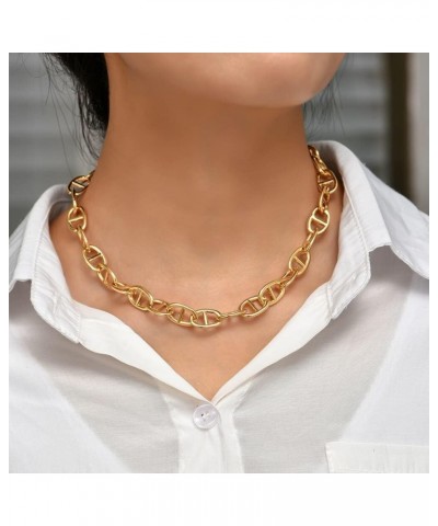 Punk Hip Hop Gold Plated Thick Lock Choker Chain Necklace for Women Geometric Twist Statement Short Clavicle Collar Jewelry 1...