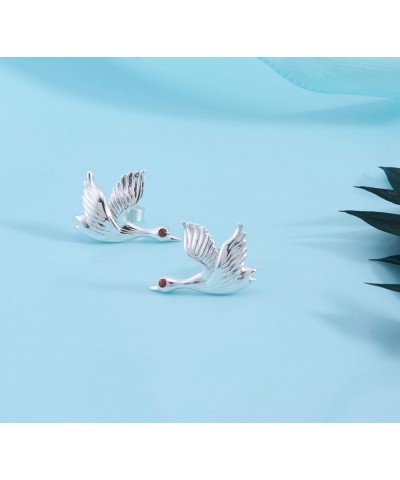 Innovative Wild Goose Flying Birds S925 Sterling Silver Earrings Silver $12.75 Earrings