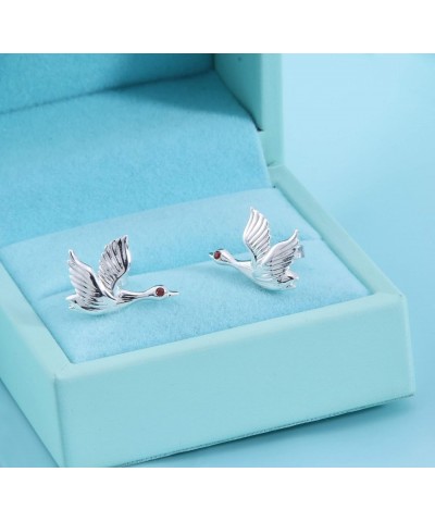 Innovative Wild Goose Flying Birds S925 Sterling Silver Earrings Silver $12.75 Earrings