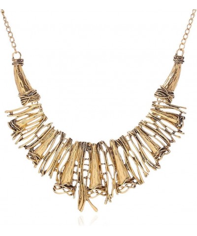 Gold Plated Chunky Bib Necklace Women Vintage Chain Exaggerated Rattan Adjustable Accessories $7.53 Necklaces