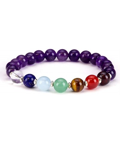 Chakra Stretch Bracelet | Genuine Natural 8mm Gemstones Beads, Sterling Silver Spacers | Men/Women | Small, Medium, Large Siz...