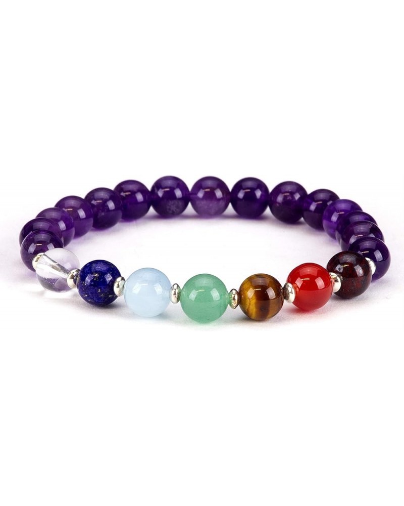 Chakra Stretch Bracelet | Genuine Natural 8mm Gemstones Beads, Sterling Silver Spacers | Men/Women | Small, Medium, Large Siz...