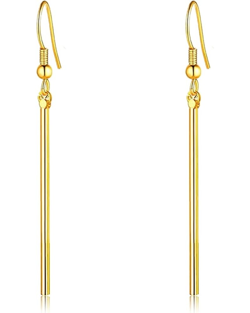 Simple Lightweight Long Gold Silver Vertical Bar Dangle Drop Earrings for Women Girls Minimalist Daily Wear Geometric Jewelry...