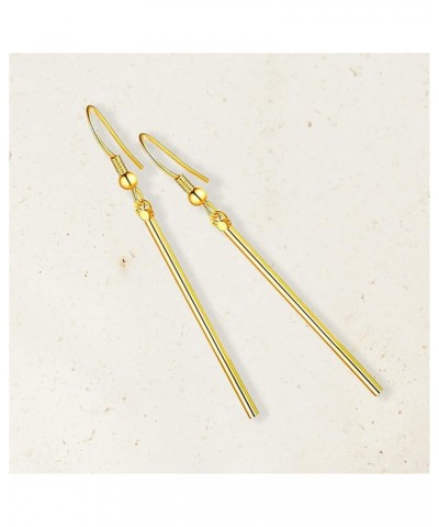 Simple Lightweight Long Gold Silver Vertical Bar Dangle Drop Earrings for Women Girls Minimalist Daily Wear Geometric Jewelry...