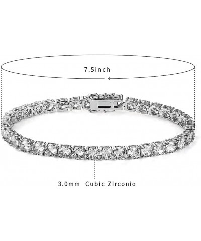 Tennis Bracelet for Women and Men 3mm-7mm Cubic Zirconia 18K White Gold/Yellow Gold Plated Size 6-8.5 inches 3mm-8.5 inches $...