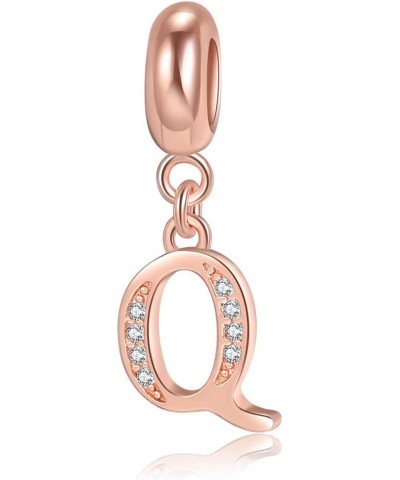 Letter Charms Initial A-Z Alphabet Beads, Rose Gold 925 Sterling Silver Dangle Beads for Bracelets & Necklaces (C) Q $10.19 B...