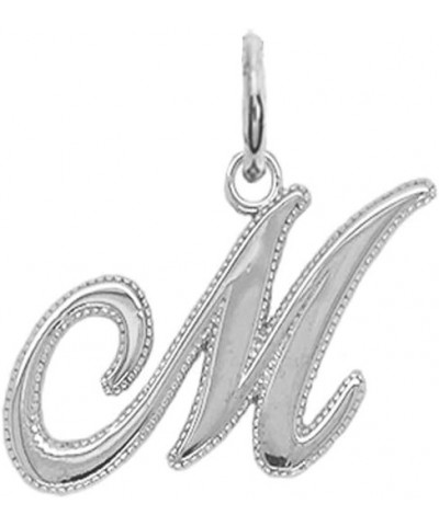 Solid 14k White Gold Personalized Cursive-Style A-Z Initial Pendant M $31.50 Pendants