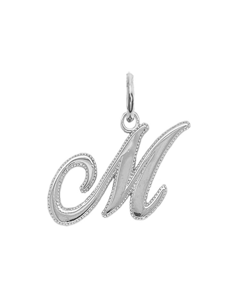 Solid 14k White Gold Personalized Cursive-Style A-Z Initial Pendant M $31.50 Pendants