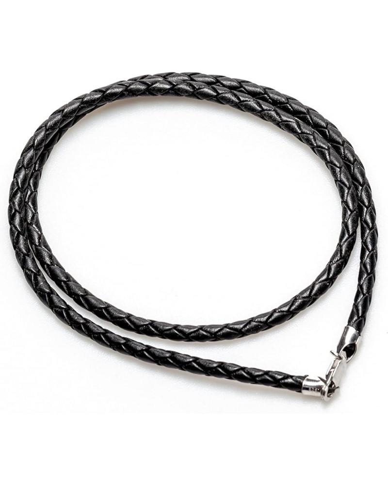 Leather Braided Cord Necklace with Rhodium-Plated 925 Sterling Silver Clasp Made in USA 3mm 16 Inches Black $11.47 Others