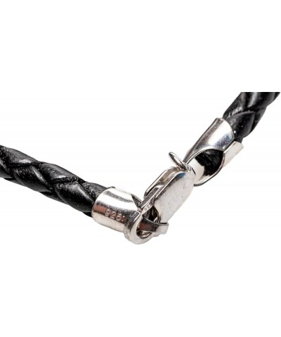 Leather Braided Cord Necklace with Rhodium-Plated 925 Sterling Silver Clasp Made in USA 3mm 16 Inches Black $11.47 Others