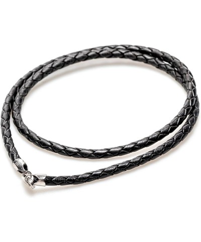 Leather Braided Cord Necklace with Rhodium-Plated 925 Sterling Silver Clasp Made in USA 3mm 16 Inches Black $11.47 Others