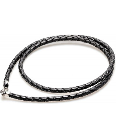 Leather Braided Cord Necklace with Rhodium-Plated 925 Sterling Silver Clasp Made in USA 3mm 16 Inches Black $11.47 Others