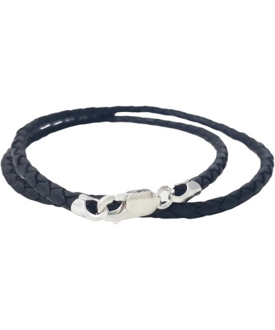 Leather Braided Cord Necklace with Rhodium-Plated 925 Sterling Silver Clasp Made in USA 3mm 16 Inches Black $11.47 Others