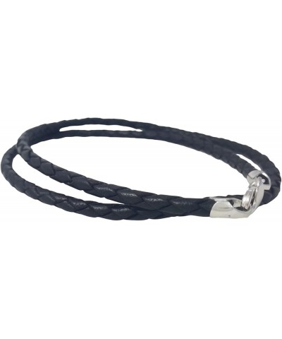 Leather Braided Cord Necklace with Rhodium-Plated 925 Sterling Silver Clasp Made in USA 3mm 16 Inches Black $11.47 Others