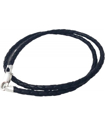 Leather Braided Cord Necklace with Rhodium-Plated 925 Sterling Silver Clasp Made in USA 3mm 16 Inches Black $11.47 Others