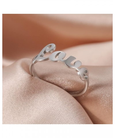 Love Script Rings for Women Infinity Love Promise Simple Band Rings Stainless steel 10 $9.71 Rings