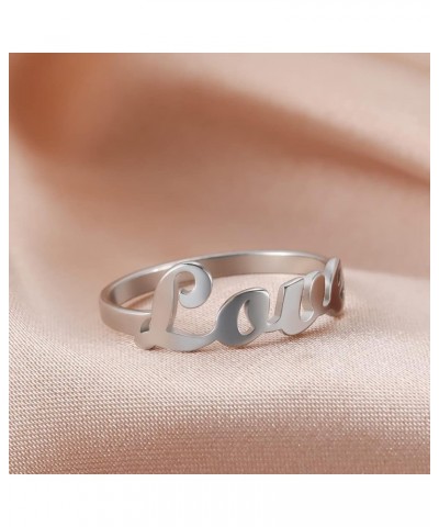 Love Script Rings for Women Infinity Love Promise Simple Band Rings Stainless steel 10 $9.71 Rings