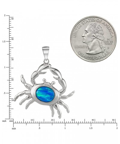 Sterling Silver Created Blue Opal Crab Necklace Pendant with 18" Box Chain $18.45 Necklaces