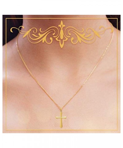 14K Yellow Gold and 14K White Gold Various Sizes Cross Religious Pendant Charm Necklaces Polished Fine Jewelry for Women and ...