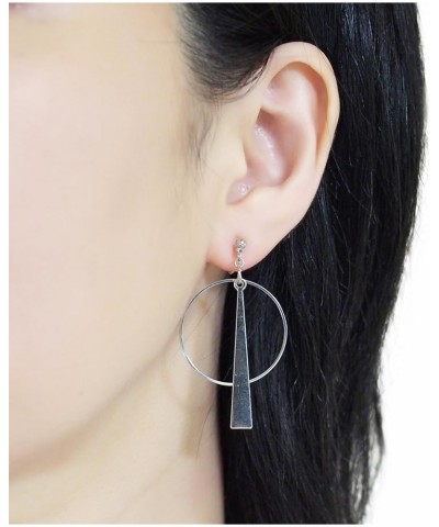 Women's Geometric Triangle Hoop Drop Invisible Clip On Earrings Gold Silver tone Silver $17.67 Earrings