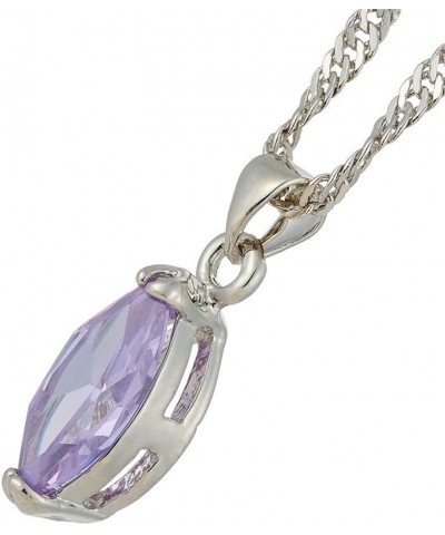 Pendant with 18" Chain & Marquise Cut CZ [6 Colors available] in White Gold Plated, Simple Modern Elegant Violet $7.13 Necklaces