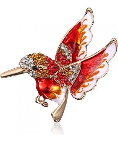 Colorful Crystal Zircon Hummingbird Animal Brooch, Fashion Colored Bird Brooch Pin for Woman Red $7.64 Brooches & Pins