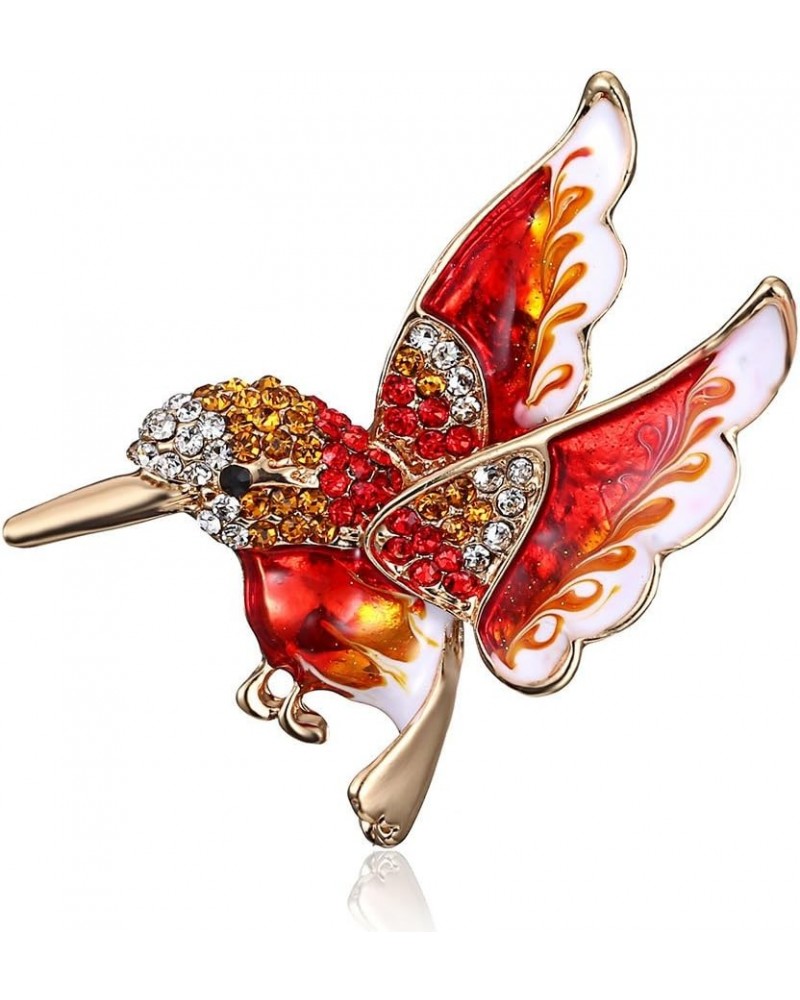 Colorful Crystal Zircon Hummingbird Animal Brooch, Fashion Colored Bird Brooch Pin for Woman Red $7.64 Brooches & Pins