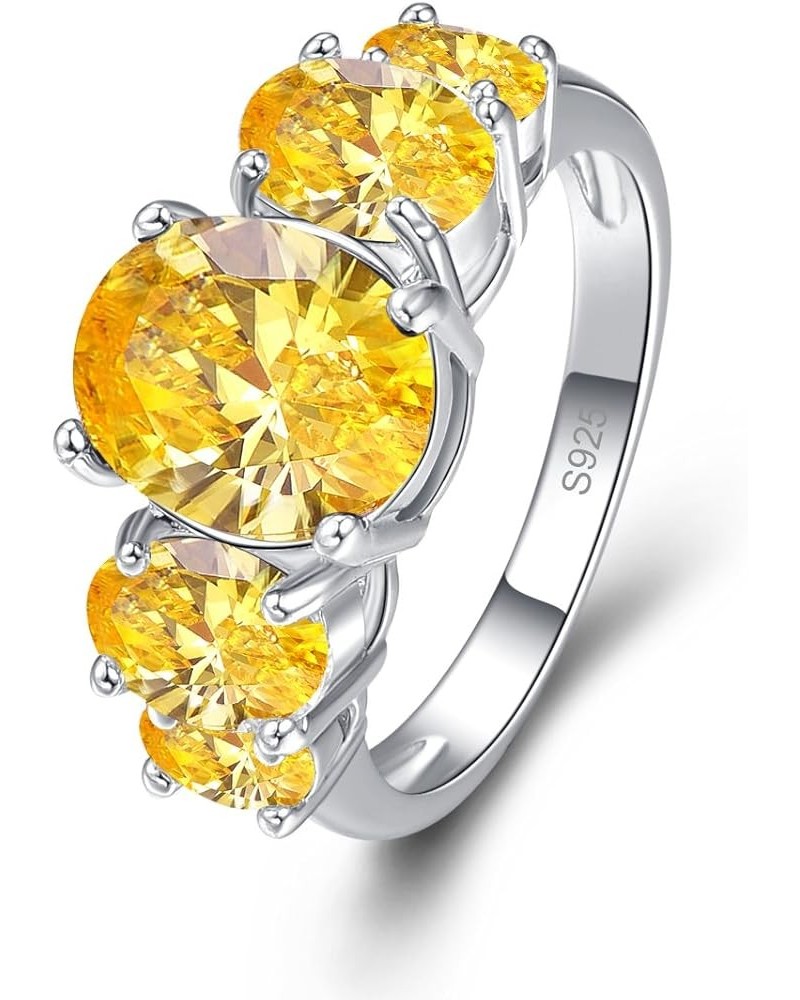 925 Sterling Silver Natural Novelty Filled Sapphire Quartz Topaz Engagement Wedding Ring US9 A_Yellow $4.79 Others