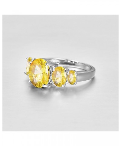 925 Sterling Silver Natural Novelty Filled Sapphire Quartz Topaz Engagement Wedding Ring US9 A_Yellow $4.79 Others