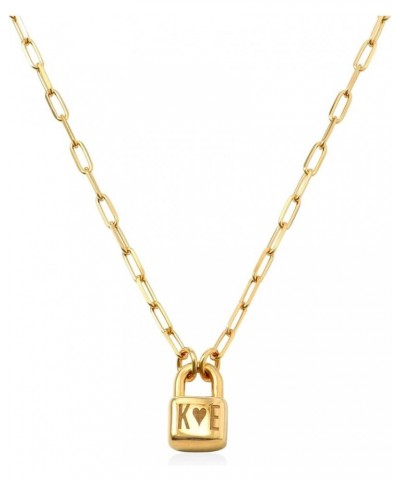 Oak&Luna - Personalized Initial Lock Necklace 18k Gold Vermeil $40.38 Necklaces