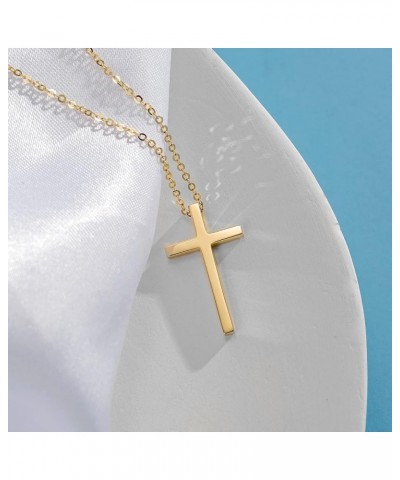 14K Solid White/Yellow Gold Small Crucifix Cross Pendant Necklace Fine Jewelry Faithful Valentines Day Gifts for Women Girls,...