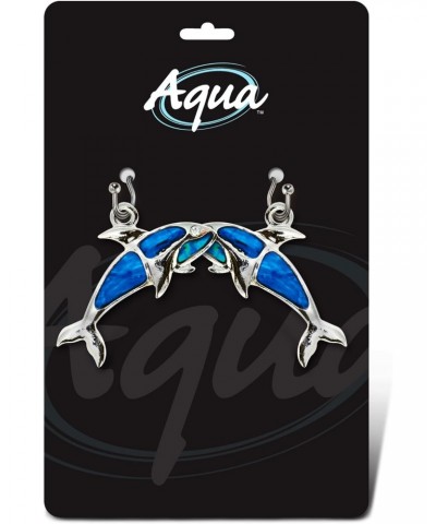 Blue & Silver Aqua Killer Whale Fish Hook Earrings, 7 Inch Metal Bullet Fashionable Elegant Jewelry with Genuine New Zealand ...