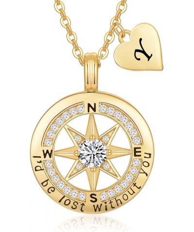 Gold Compass Necklace Pendant Jewelry for Women Anniversary Birthday Gift for Her Girlfriend Wife on Christmas Valentines Day...