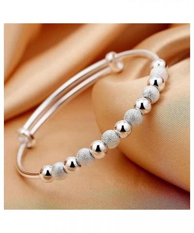 Silver Bracelets for Women 925 Sterling Silver Beads Bangle Bracelet Adjustable Fashion Women Jewelry Bangles Girls Mom Wife ...