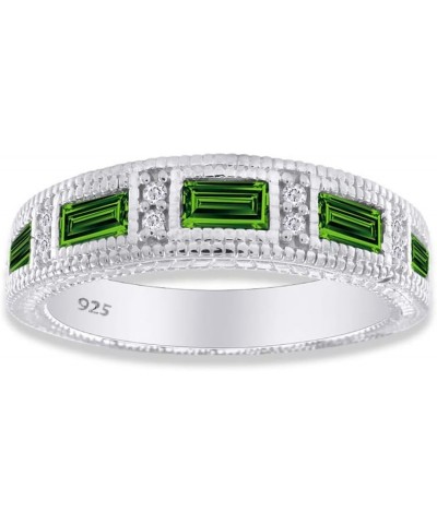 Emerald Shape Simulated CZ Eternity Band Ring in 14K White Gold Over Sterling Silver Simulated Green Emerald $28.97 Others