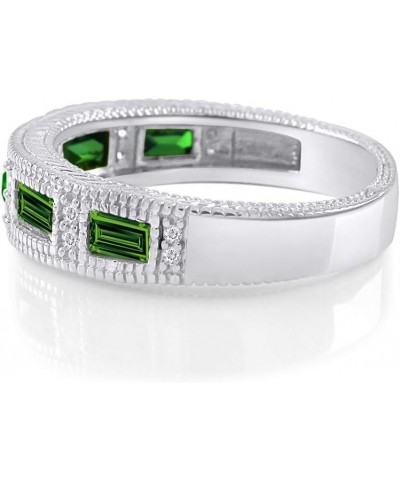 Emerald Shape Simulated CZ Eternity Band Ring in 14K White Gold Over Sterling Silver Simulated Green Emerald $28.97 Others