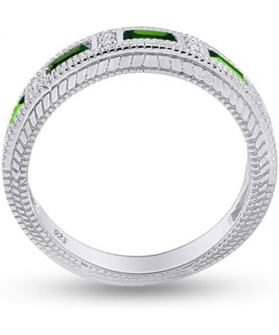 Emerald Shape Simulated CZ Eternity Band Ring in 14K White Gold Over Sterling Silver Simulated Green Emerald $28.97 Others