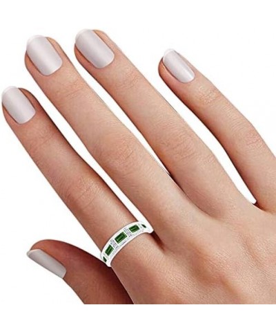 Emerald Shape Simulated CZ Eternity Band Ring in 14K White Gold Over Sterling Silver Simulated Green Emerald $28.97 Others