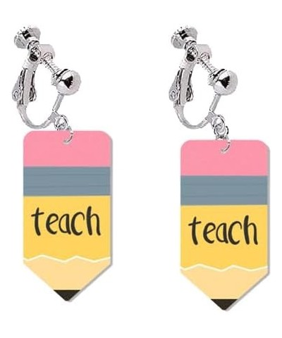 Teacher Clip on Earrings for Women Heart Pencil Earrings Back to School Clip on Earrings Teacher Appreciation Gift teach $7.9...