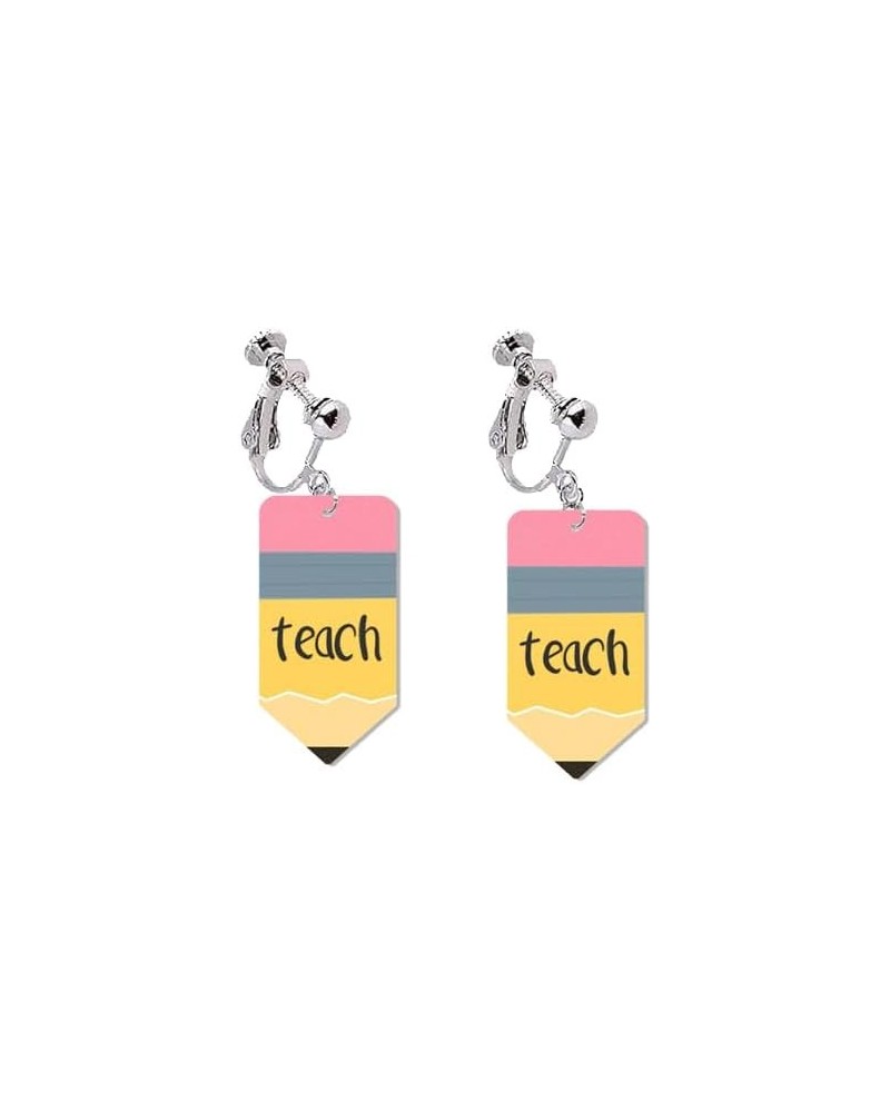 Teacher Clip on Earrings for Women Heart Pencil Earrings Back to School Clip on Earrings Teacher Appreciation Gift teach $7.9...