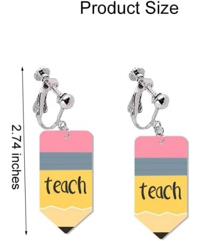 Teacher Clip on Earrings for Women Heart Pencil Earrings Back to School Clip on Earrings Teacher Appreciation Gift teach $7.9...