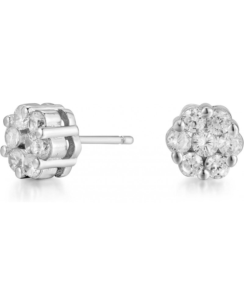 Posie Stud Earrings, 18k White Gold Earrings with Cubic Zirconia Crystals, Earrings for Women, Wedding, Anniversary, Fashion ...