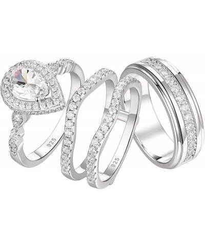 Wedding Ring Sets for Him and Her AAAAA Cz Promise Rings for Couples Women Mens Band Size 4-13 Men's Size 10 & Women's Size 7...