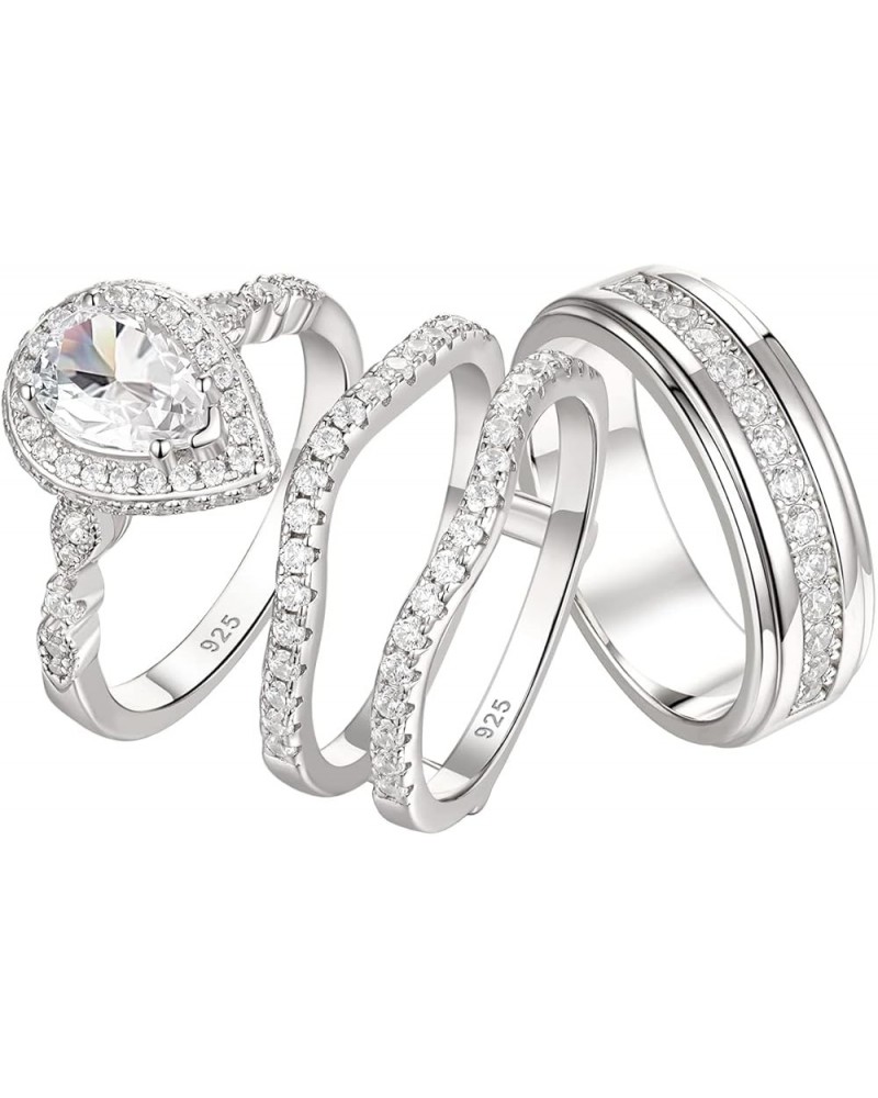 Wedding Ring Sets for Him and Her AAAAA Cz Promise Rings for Couples Women Mens Band Size 4-13 Men's Size 10 & Women's Size 7...