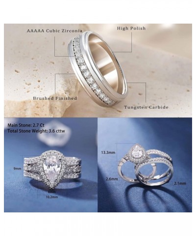 Wedding Ring Sets for Him and Her AAAAA Cz Promise Rings for Couples Women Mens Band Size 4-13 Men's Size 10 & Women's Size 7...