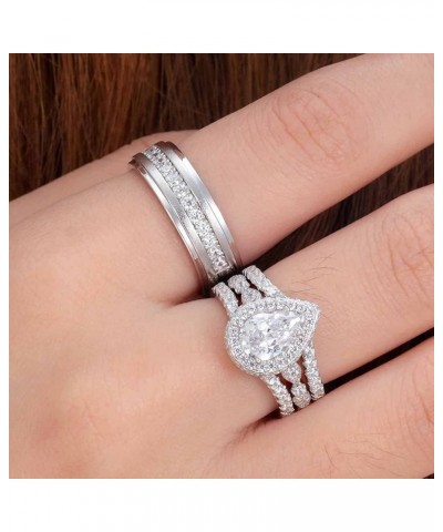 Wedding Ring Sets for Him and Her AAAAA Cz Promise Rings for Couples Women Mens Band Size 4-13 Men's Size 10 & Women's Size 7...