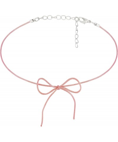 Bow Coquette Choker Necklace Jewelry for Women, Simple Bow Necklaces Aesthetic Pink Cord $7.66 Necklaces